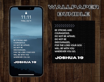 Męski Jozuego 1:9 iPhone Wallpaper Pack | Drzewa i odcienie ziemi | Tło do zapamiętywania wersetów | Tło dla mężczyzn do natychmiastowego pobrania