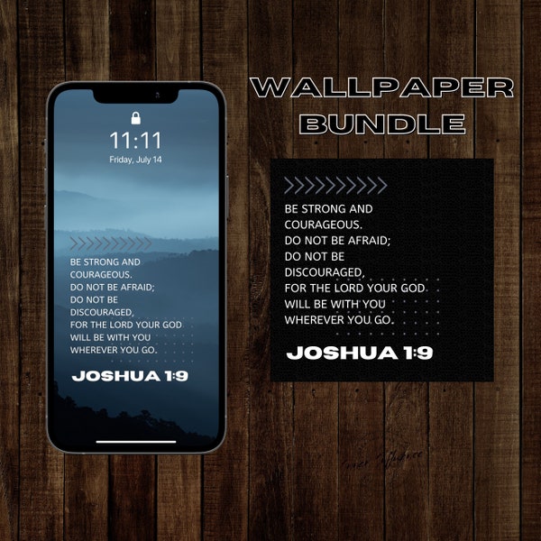 Masculine Joshua 1:9 iPhone Wallpaper Pack | Trees & Earth Tones | Scripture Memorization Background | Background for Men Instant Download