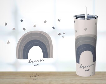 Kubek Dream On | Neutralna tęcza, gwiazdy, 20 uncji, stal nierdzewna