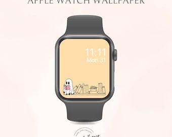 Tarcza zegarka Apple Watch z motywem ducha Halloween | Tapeta na smartwatch Bookish (pobranie cyfrowe)