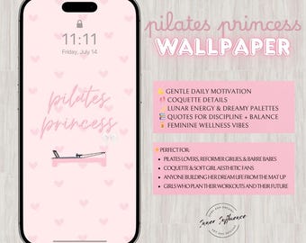 Tapeta na iPhone'a z księżniczką Pilates | Ekran blokady Coquette Fitness (12 szt.)