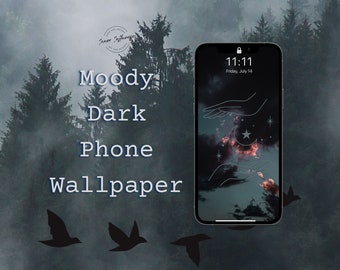 Pakiet tapet na telefon Dark Academia | Gotyckie kwiaty, głęboka zieleń (do pobrania cyfrowego)