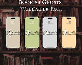 Tapeta na iPhone'a „Ghostly Reads” | Pakiet „Bookish Halloween” (do pobrania cyfrowego)