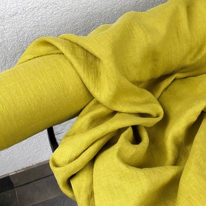 Chartreuse/Lime Yellow 100% Linen fabric 205gsm, 145cm/58inches wide. Medium weight,densely woven,prewashed,softened.