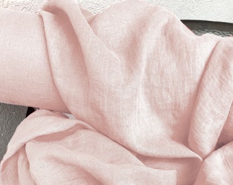 Petal/Light Pink 100% Linen fabric 205gsm, 145cm/58inches wide. Medium weight,densely woven,prewashed,softened.