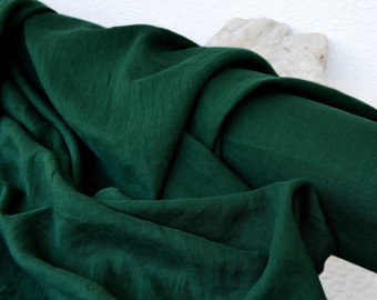 Emerald Green 100% Linen fabric 205gsm, 145cm/58inches wide. Medium weight,densely woven,prewashed,softened.