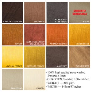 Linen fabric samples – 100% Pure Linen fabric 205gsm. 6.00 euros for 8 samples (of your choice) + free shipping