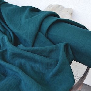 Peacock Blue 100% Linen fabric 205gsm, 145cm/58inches wide. Medium weight,densely woven,prewashed,softened.