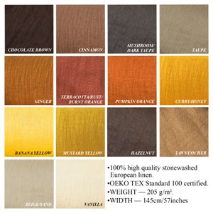 Linen fabric samples – 100% Pure Linen fabric 205gsm. 6.00 euros for 8 samples (of your choice) + free shipping