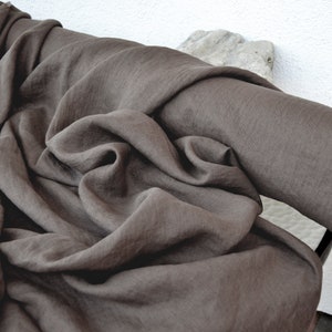 Mushroom Brown/Dark Taupe 100% Linen fabric 205gsm, 145cm/58inches wide. Medium weight,densely woven,prewashed,softened.
