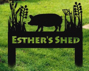 Pig Memorial Stake Sign Personalized,Pig Farm Decor,Pet Grave Markers Sign,Pig Sign With Stake,Pet Loss Gift,Farmhouse Decor,Yard Decor
