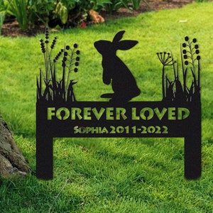 Rabbit Memorial Stake Sign Personalized,Pet Grave Markers Sign,Bunny Sign With Stake,Pet Loss Gift,Sympathy Sign, Remembrance Stake