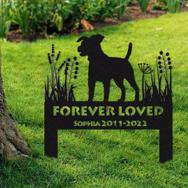 Jack Russell Memorial Stake Zeichen personalisiert, Pet Grave Markers Zeichen, Zeichen mit Pfahl, Haustier Verlust Geschenk, Sympathie Zeichen, Erinnerung Pfahl