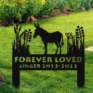 Donkey Memorial Stake Sign Personalized,Pet Grave Markers Sign,Donkey Sign With Stake,Farm House Decor,Sympathy Sign, Remembrance Stake