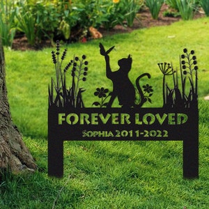 Cat Garden Memorial Stake Sign Personalized,Pet Grave Markers Sign,Pet Loss Gift,Cat Butterfly Decoration,Sympathy Sign,Remembrance Stake