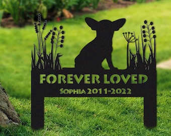Chihuahua Gedenkpfahl Zeichen personalisiert, Haustier Grab Marker Zeichen, Schild mit Pfahl, Haustier Verlust Geschenk, Sympathie Zeichen, Gedenkpfahl