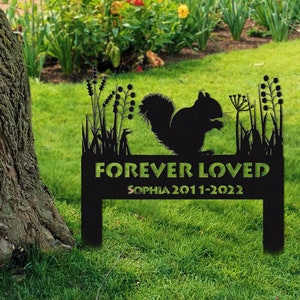 Squirrel Memorial Stake Sign Personalized,Pet Grave Markers Sign,Squirrel Gift,Sign With Stake,Pet Loss Gift,Sympathy Sign,Remembrance Stake