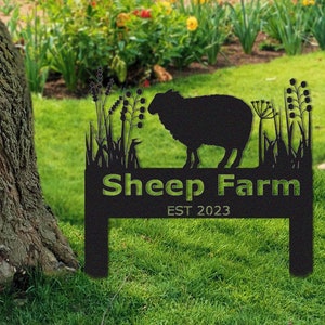 Sheep Farm Stake Sign Personalized,Pet Grave Markers,Farmhouse Decor,Goat Sign With Stake,Barn Decor,Pet Loss Gift,Sympathy Sign