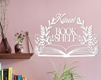 Aangepaste bibliotheek metalen bord, boeken decor, boekenplank decor, leesteken, Stacke boeken teken, boekenclub decor, bibliotheek decor