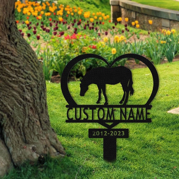 Horse Heart Memorial Stake Sign Personalized,Pet Grave Markers Sign,Horse Sign With Stake,Pet Loss Gift,Sympathy Sign, Remembrance Stake