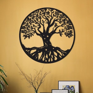 Baum des Lebens Metallschild, Familienbaum-Wanddekor, Gartendekor, Metallbaum im Freiendekor Housewarminggeschenk Haustürdekor, Innendekor