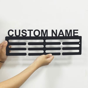 Custom Last Name Medal Hanger,Personalized Name Medal Hanger,Display Awards Sign,12 Rungs for Medals & Ribbons,Nusery Decor,Family Name Sign