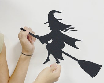 Witch On A Broom Metal Sign,Witch Flying on a Broomstick wall art,Halloween Gift,Halloween Door Decor,Witch Halloween Decor,Door Hanger