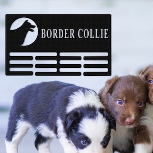 Pet Award Medal Hanger,Custom Border Collie Medal Hanger, 12 Rungs for medals & Ribbons,Border Collie Award Sign,Pet Display Awards Sign