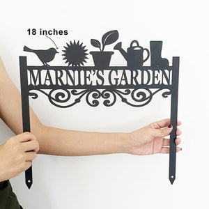 Garden Stake Sign Personalized,Custom Garden Name Sign,Sign with stakes,Grandma's Garden,Metal Garden Art,Garden Decor,Metal yard art