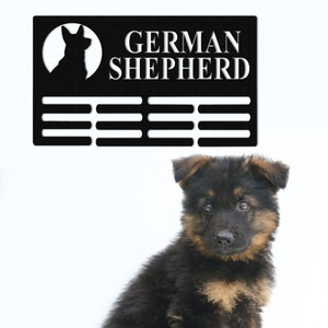 Pet Award Medal Hanger,Custom German Shepherd Medal Hanger, 12 Rungs for medals & Ribbons,German Shepherd Award Sign,Pet Display Awards Sign