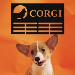 Pet Award Medal Hanger,Custom Corgi Medal Hanger,Corgi 12 Rungs for medals & Ribbons,Corgi Award Sign,Pet Display Awards Sign,Corgi Medal