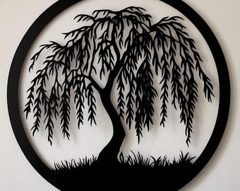 Custom Willow Tree Metal Sign,Willow Tree Sign,Willow Tree Wall Art,Willow Tree Metal Art,Anniversary Gift for Him Her,Tree Of Life Sign