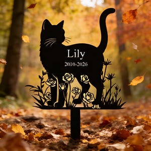 Personalized Cat Grave Marker,Pet Memorial Garden Stake,Custom Metal Cat Name Sign,Cat Loss Gift