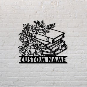 Custom Books Metal Sign,Bookshelf Sign,Bookworm Sign,Library Decor,Stacke Books Sign,Book Club Decor,Reading Room Decor
