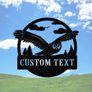 Flying Owl Metal Sign Personalized,Metal Owl Sign,Cusom Owl Name Sign,Owl Decor,Indoor Decor,Owl in Flight Sign,Metal Owl Wall Art,Owl Gifts