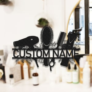 Hair Salon Metal Sign Personalized,Custom Hair Studio Decor,Hairstylist Gift,Salon Welcome Sign,Custom Door Hanger,Beauty Salon Wall Art
