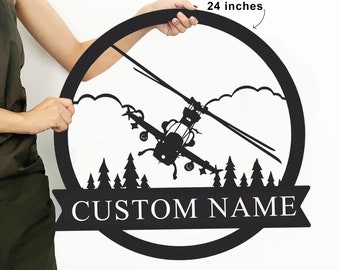 Hubschrauber Metall Schild personalisiert,Zulu Hubschrauber Wandkunst, benutzerdefinierte Pilot Wandkunst, Pilot Geschenke, Flugzeug Schild, Hubschrauber Dekor