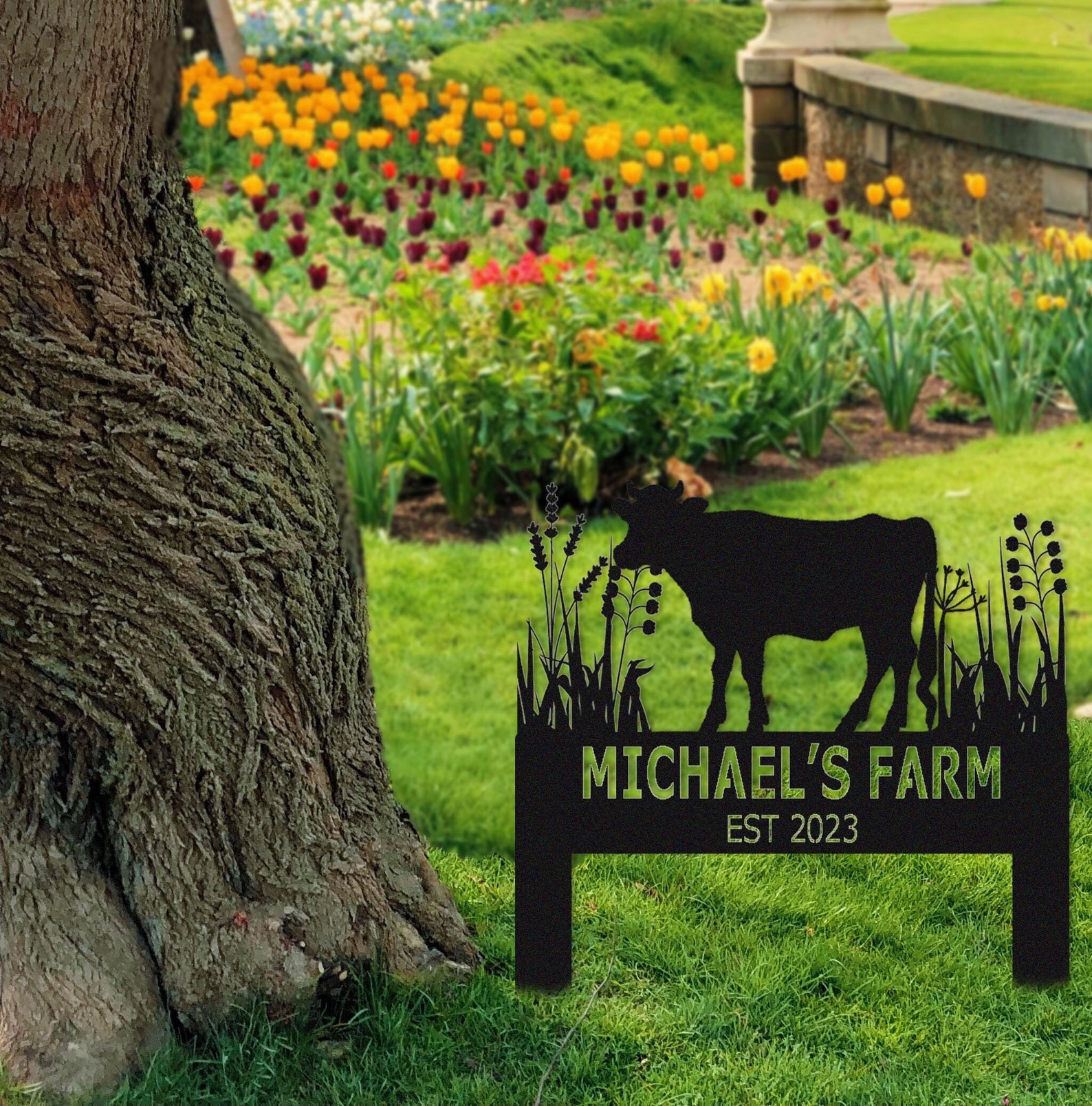 Cow Stake Sign Personalized,farm Decor,farmhouse Stake Sign,highland ...