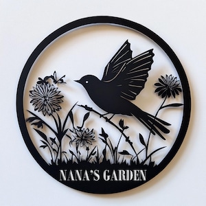 Custom Hummingbird Metal Garden Decor,Bird Garden Sign,Personalized Garden Sign,Custom Garden Name Sign,Home Gift,Flower Garden Sign