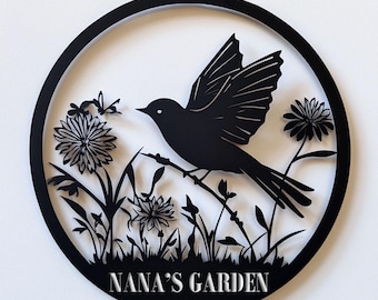 Custom Hummingbird Metal Garden Decor,Bird Garden Sign,Personalized Garden Sign,Custom Garden Name Sign,Home Gift,Flower Garden Sign