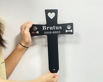 Custom Cross Pet Memorial Stake Sign,Pet Grave Markers Sign,Sign With Stake,Pet Loss Gift,Cat Sympathy Sign,Remembrance Stake, Garden Decor