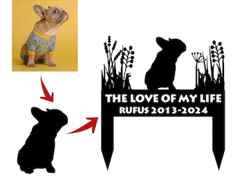 Personalized Pet Silhouette Stake Sign,Custom Dog Memorial Stake Sign,Custom Breed Sign,Custom Logo Sign
