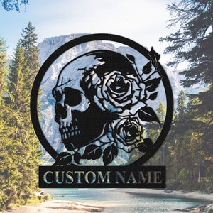 Sugar Skull Metal Sign Personalized,Custom Skull Wall Art,Skull Gifts,Indoor Decor,Skull Metal Art,Skull Name Sign,Skull Wall Hanging