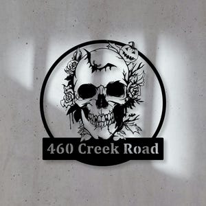 Personalized Sugar Skull Metal Sign ,Custom Skull Wall Art,Halloween Skull Decor,Skull Metal Art,Skull Adress Sign,Skull Wall Hanging
