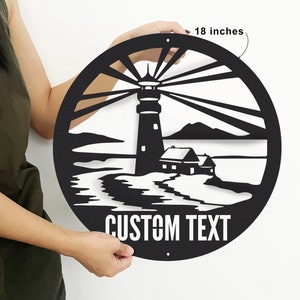 Lighthouse Metal Art Personalized,Custom Lighthouse Metal Sign,Lighthouse Wall Decor,Lighthouse Monogram,Outdoor decor,Cabin Decor