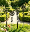 Custom Floral Memorial Stake,Metal Name Grave Marker,Rose Cemetery Plaque,Birth Flower,Remembrance Garden Stake
