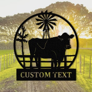 Cow Fence Sign,Farm Cow Sign Personalized,Metal Cow Sign,Farmhouse Decor,Cow Barn Decor,Cow Monogram,Gift For Farmer,Cow Gift, Farm Decor