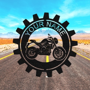 Motorcycle Metal Sign Personalized,Metal Garage Decor,Motorcross Wall Art,Motor bike Decor,Biker Gift,Man Cave Decor,Custom Garage Sign