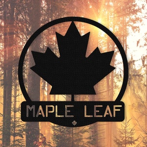 Ahornblatt Blechschild personalisiert, Kanada Metallschild Ahornblatt, Maple Leaf Wanddekoration, Ahornblatt Dekor, Ahornblatt Geschenk, Familiennamen Zeichen, kanadisches Geschenk