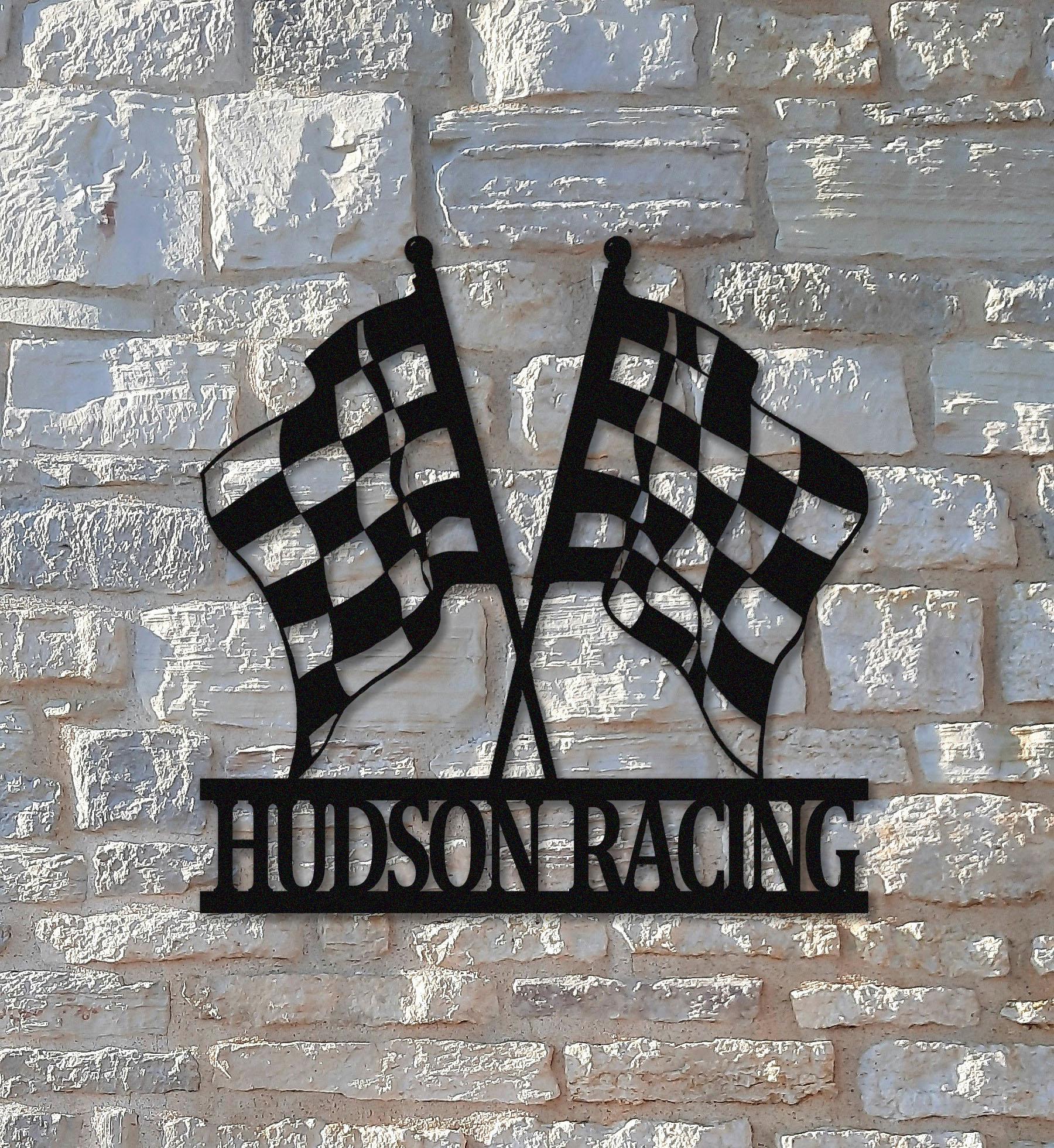 Checkered Flag Racing Metal Sign,checkered Flag Monogram,gift for Racer ...